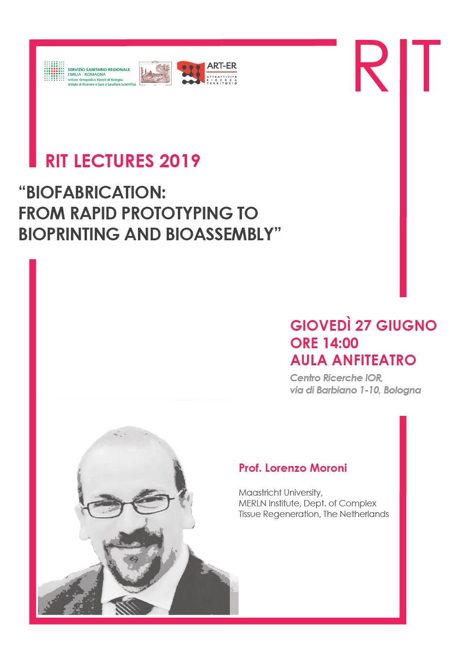 Locandina della RIT Lectures 2019 - prof. Moroni