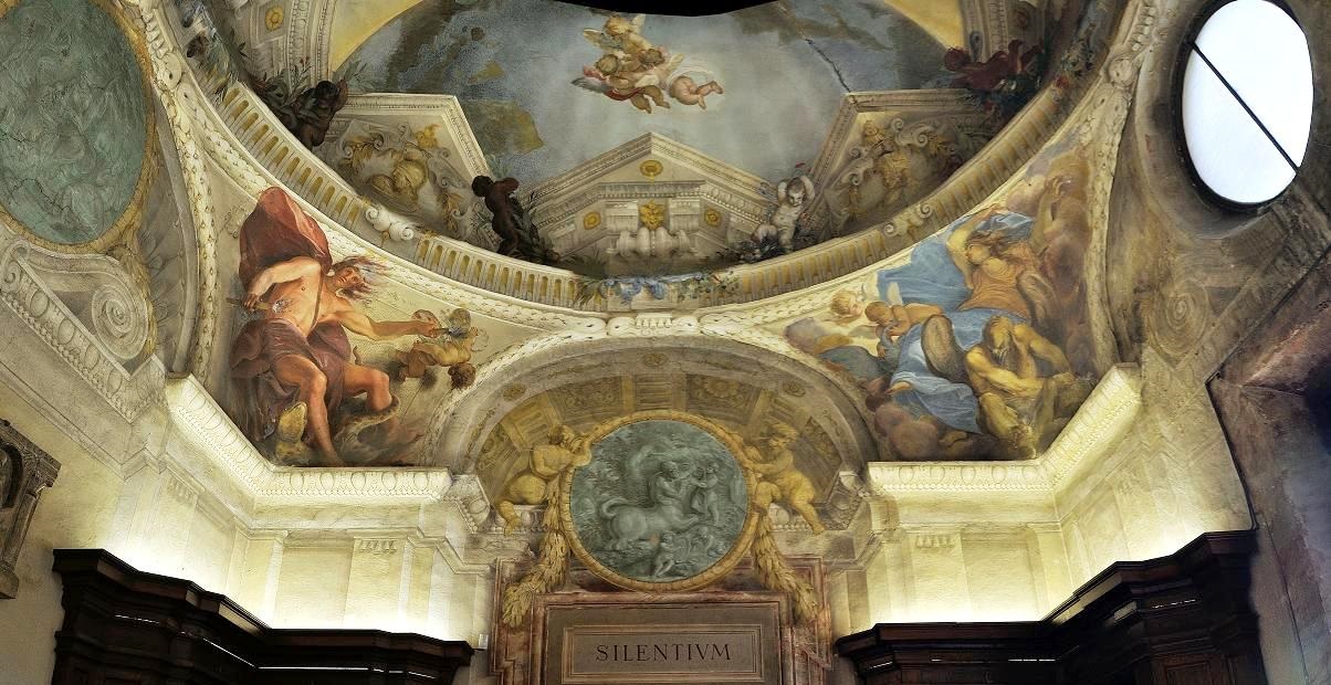 Detail of the frescoes in the library