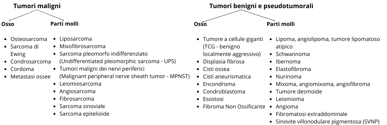 Tipologia dei tumori dell'apparato muscoloscheletrico